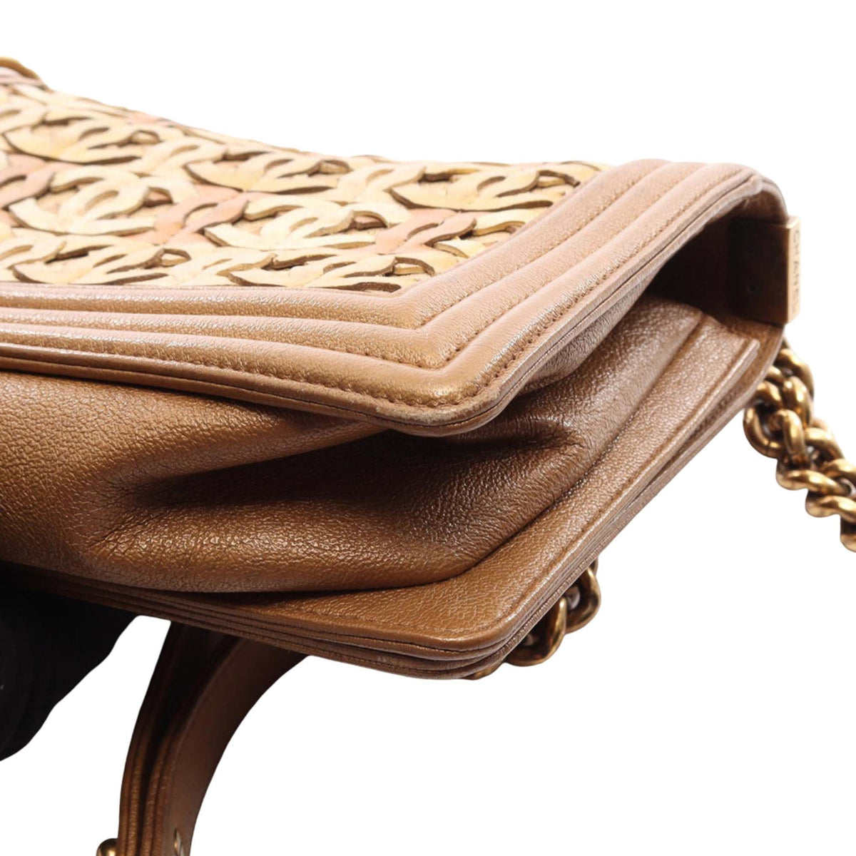 Chanel Paris Dubai Metallic Calfskin Boy Flap — Brown