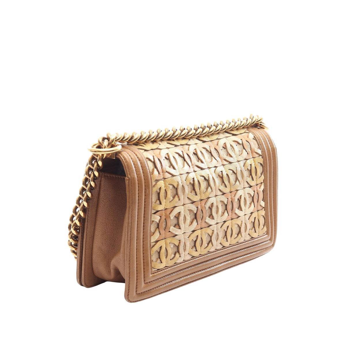 Chanel Paris Dubai Metallic Calfskin Boy Flap — Brown