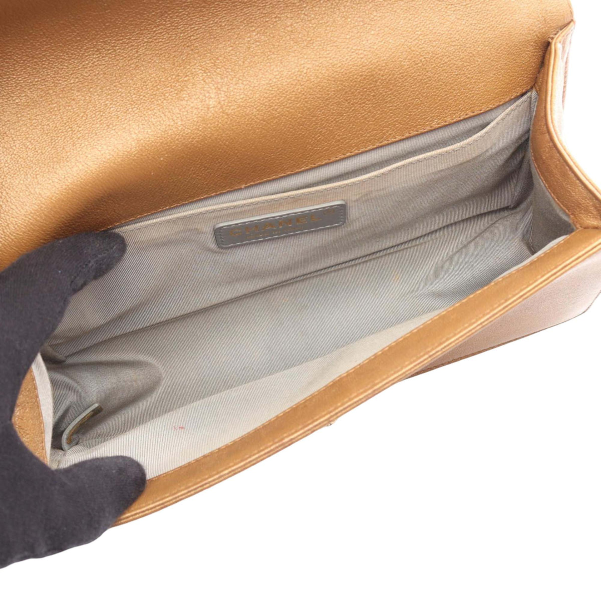 Chanel Paris Dubai Metallic Calfskin Boy Flap — Brown