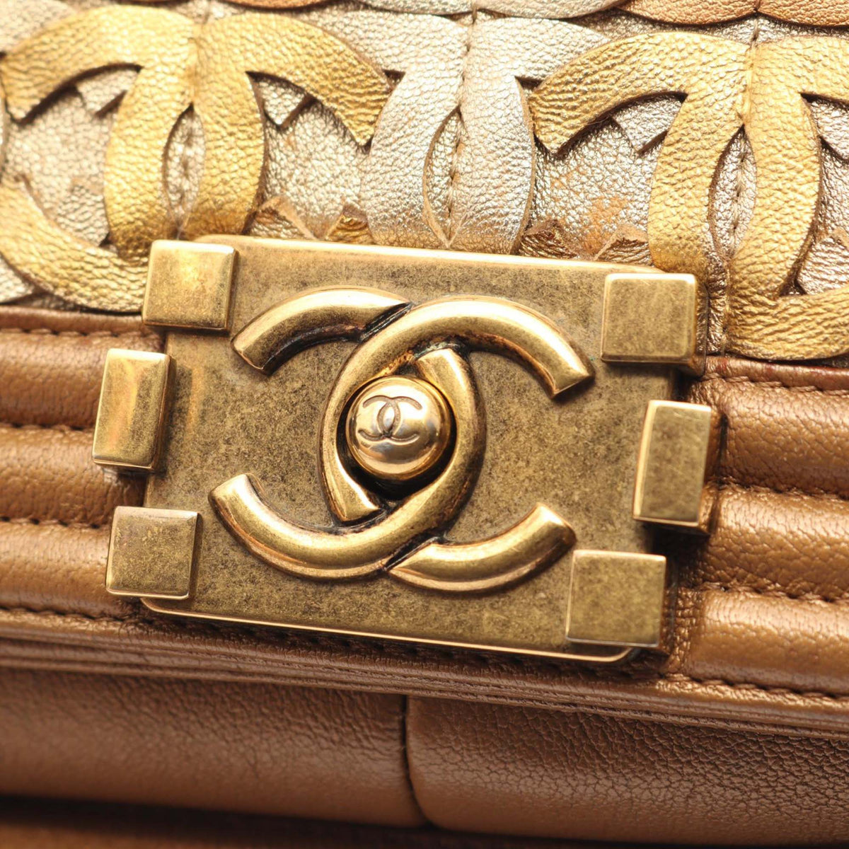 Chanel Paris Dubai Metallic Calfskin Boy Flap — Brown