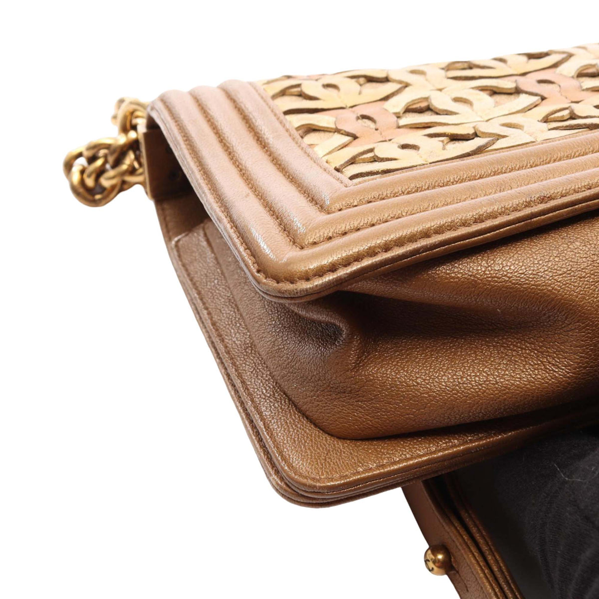 Chanel Paris Dubai Metallic Calfskin Boy Flap — Brown