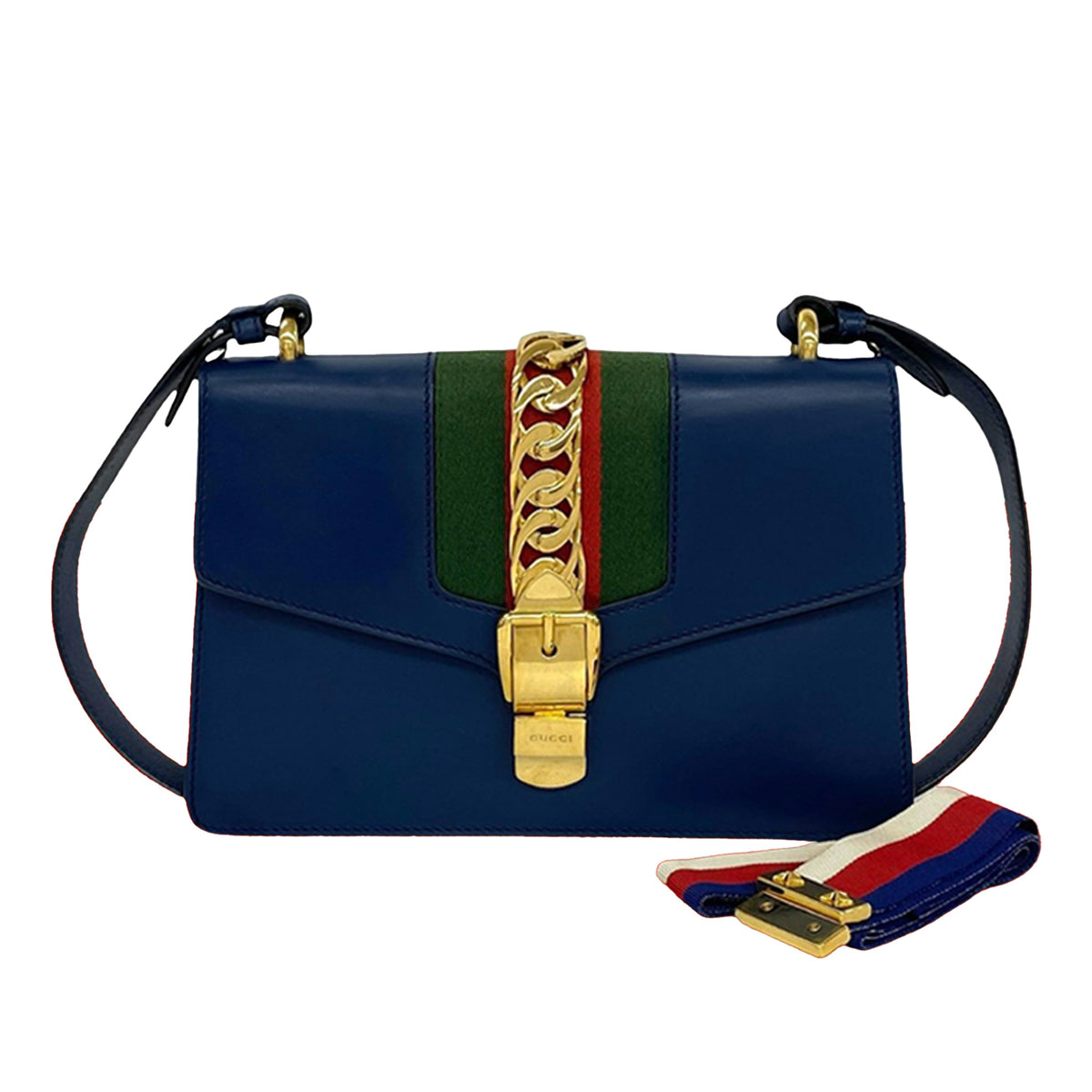 Gucci Small Calfskin Web Sylvie Satchel