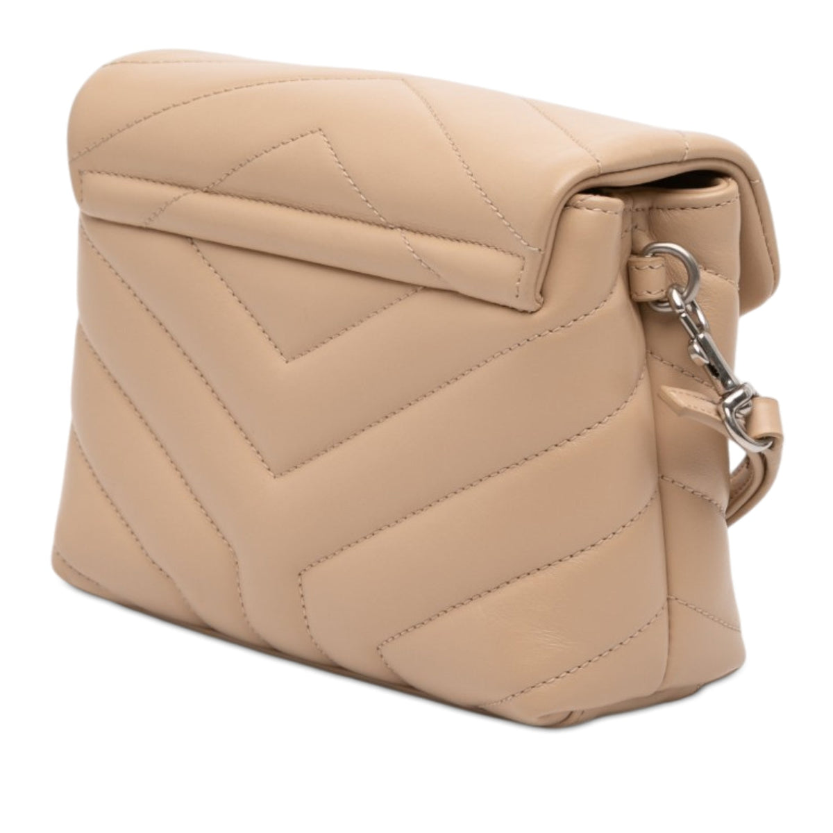 Saint Laurent Toy Matelasse Calfskin Monogram LouLou Crossbody — Beige