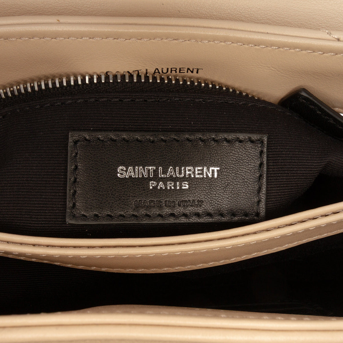 Saint Laurent Toy Matelasse Calfskin Monogram LouLou Crossbody — Beige