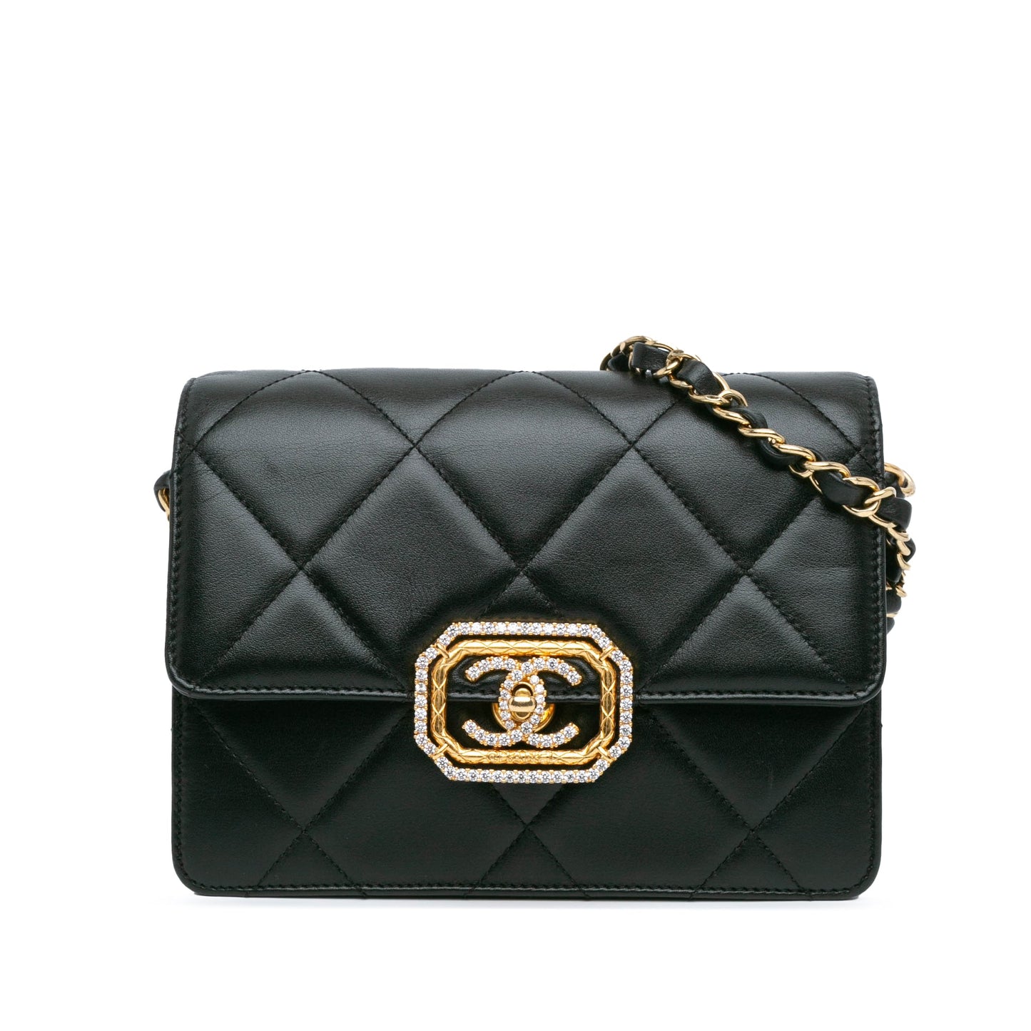 Chanel Quilted Lambskin Octagonal Buckle Crossbody