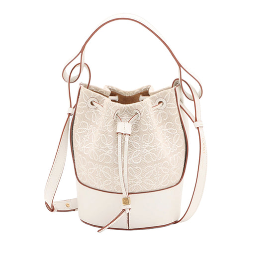 LOEWE Loewe Anagram Balloon Bag Small Canvas x Leather 2-Way Shoulder Bag White
