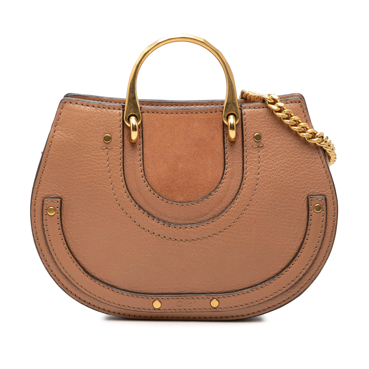 Chloé Mini Calfskin and Suede Pixie Signature Satchel