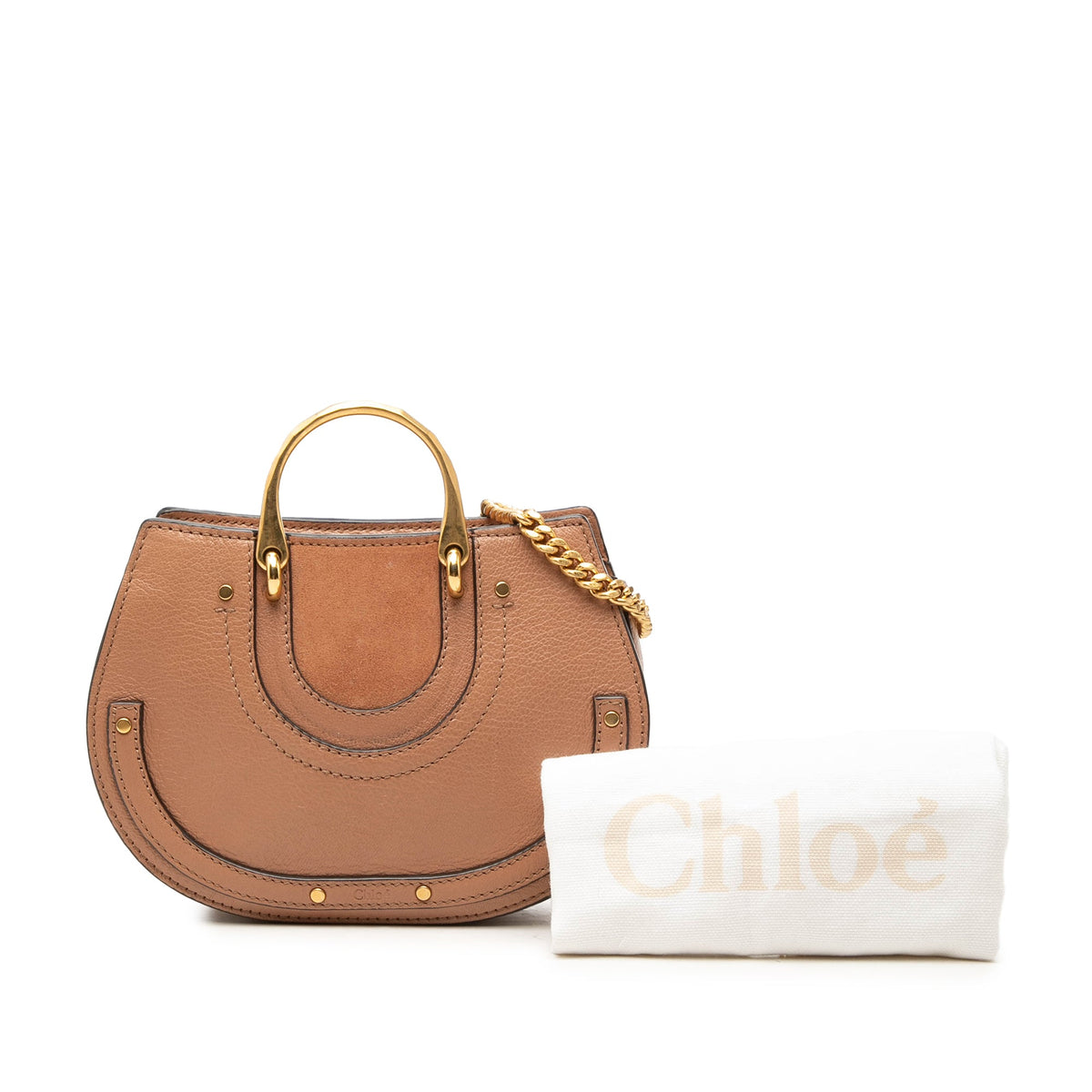 Chloé Mini Calfskin and Suede Pixie Signature Satchel