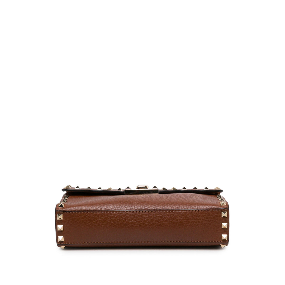 Valentino Medium Pebbled Calfskin Rockstud Flip Lock Crossbody — Brown