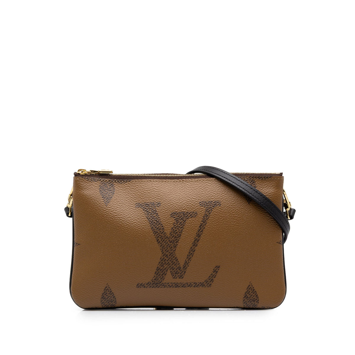 Louis Vuitton Monogram Giant Reverse Double Zip Pochette — Brown