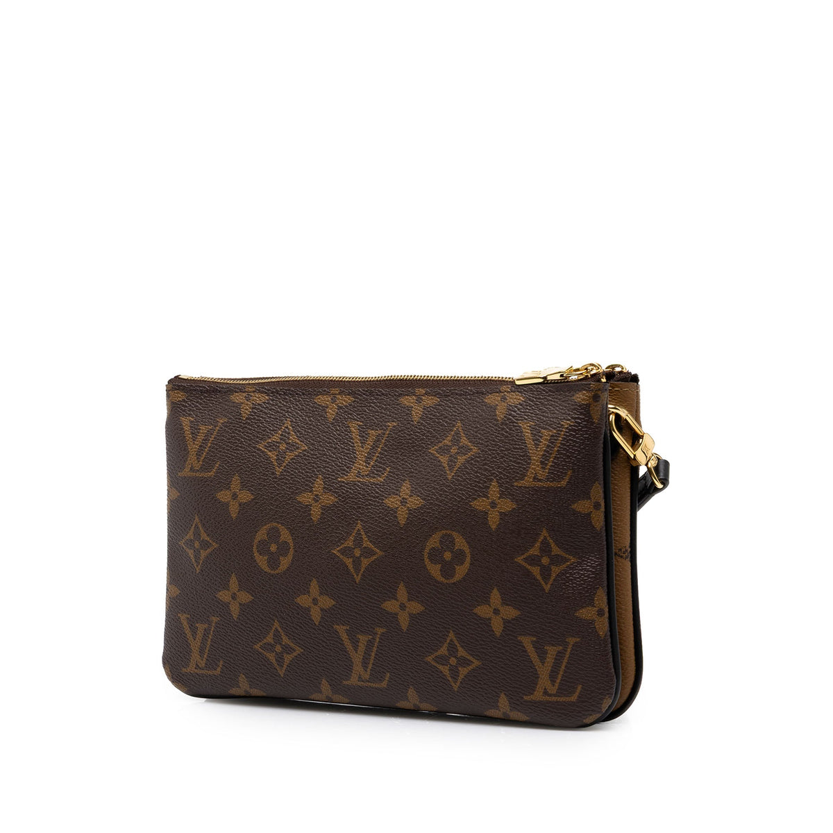 Louis Vuitton Monogram Giant Reverse Double Zip Pochette — Brown
