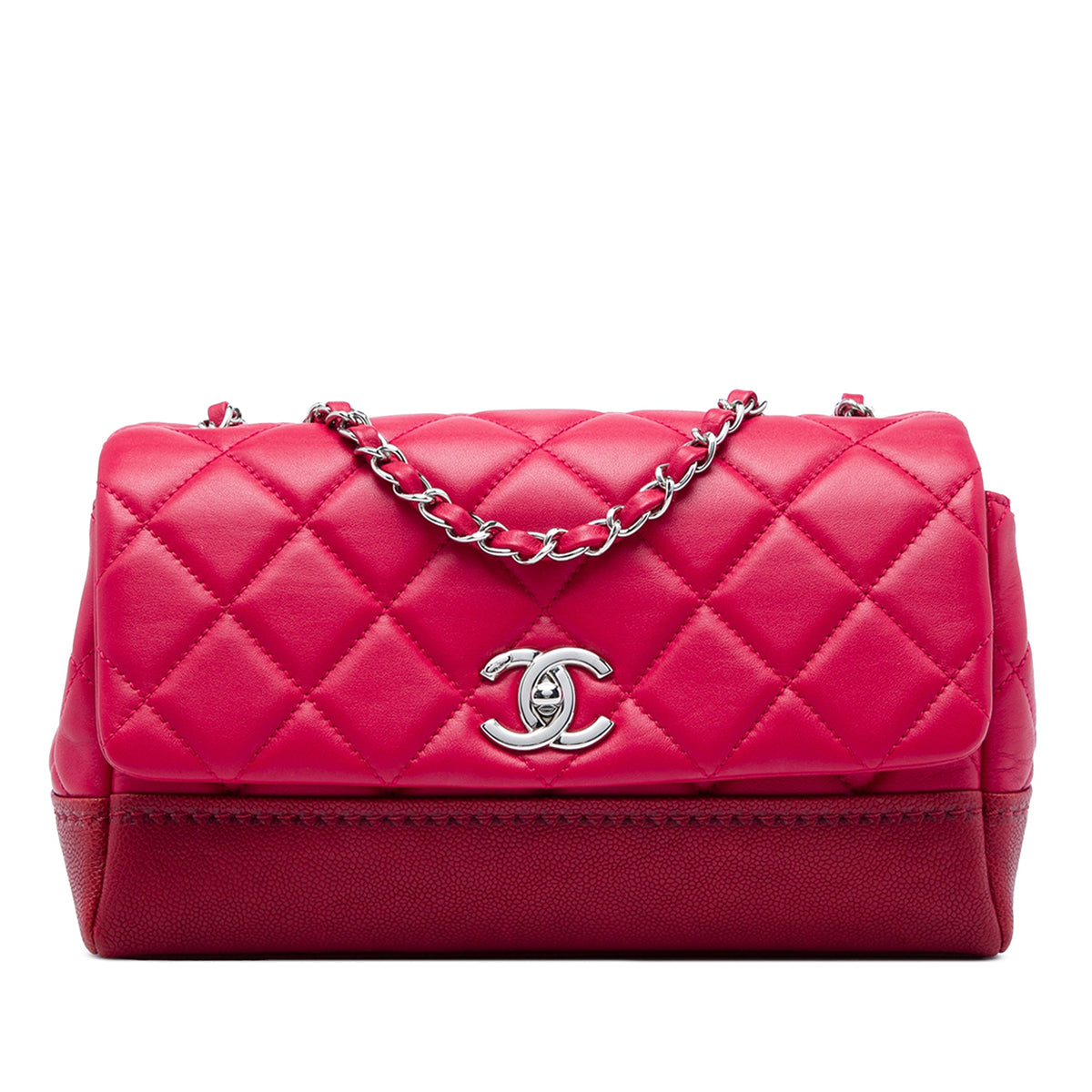 Chanel Medium Quilted Lambskin and Caviar Bi Coco Flap — Red