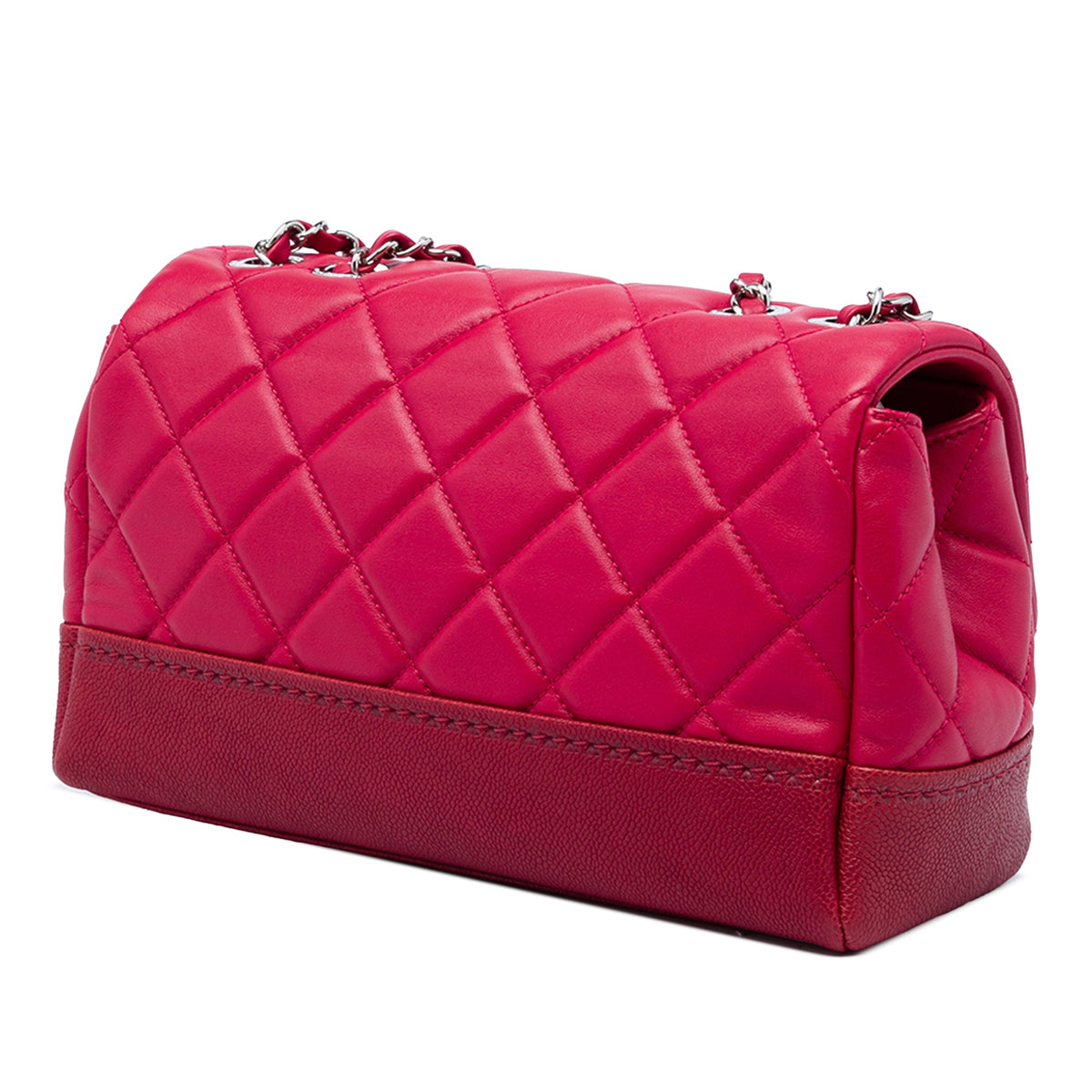 Chanel Medium Quilted Lambskin and Caviar Bi Coco Flap — Red