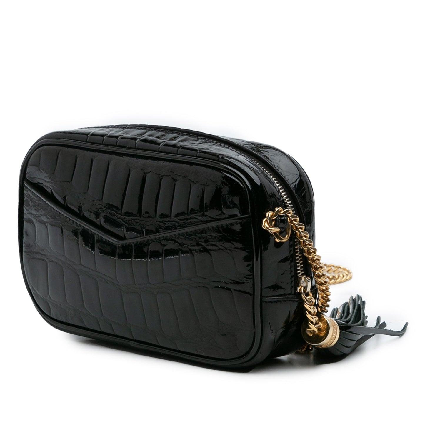 Saint Laurent Mini Croc Embossed Patent Monogram Lou Camera Bag