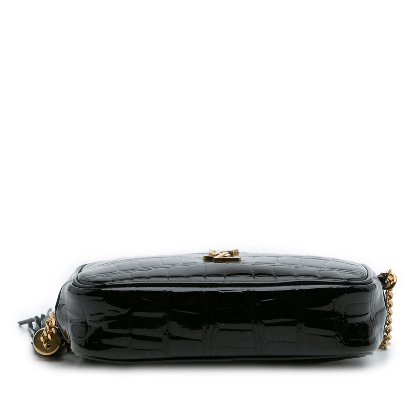 Saint Laurent Mini Croc Embossed Patent Monogram Lou Camera Bag