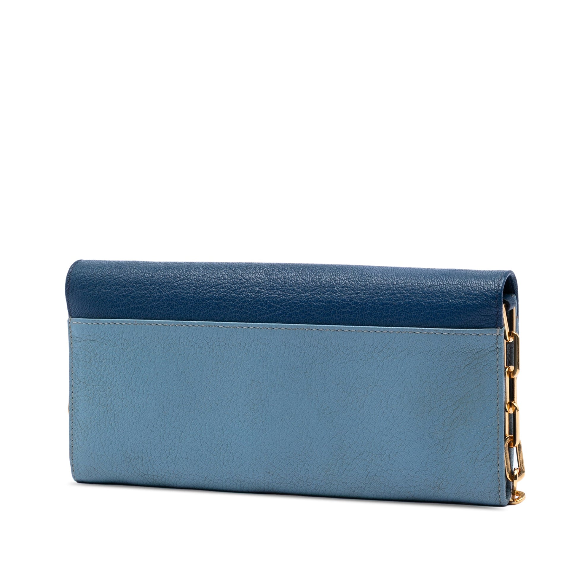 Miu Miu Bicolor Goatskin Madras Wallet on Chain