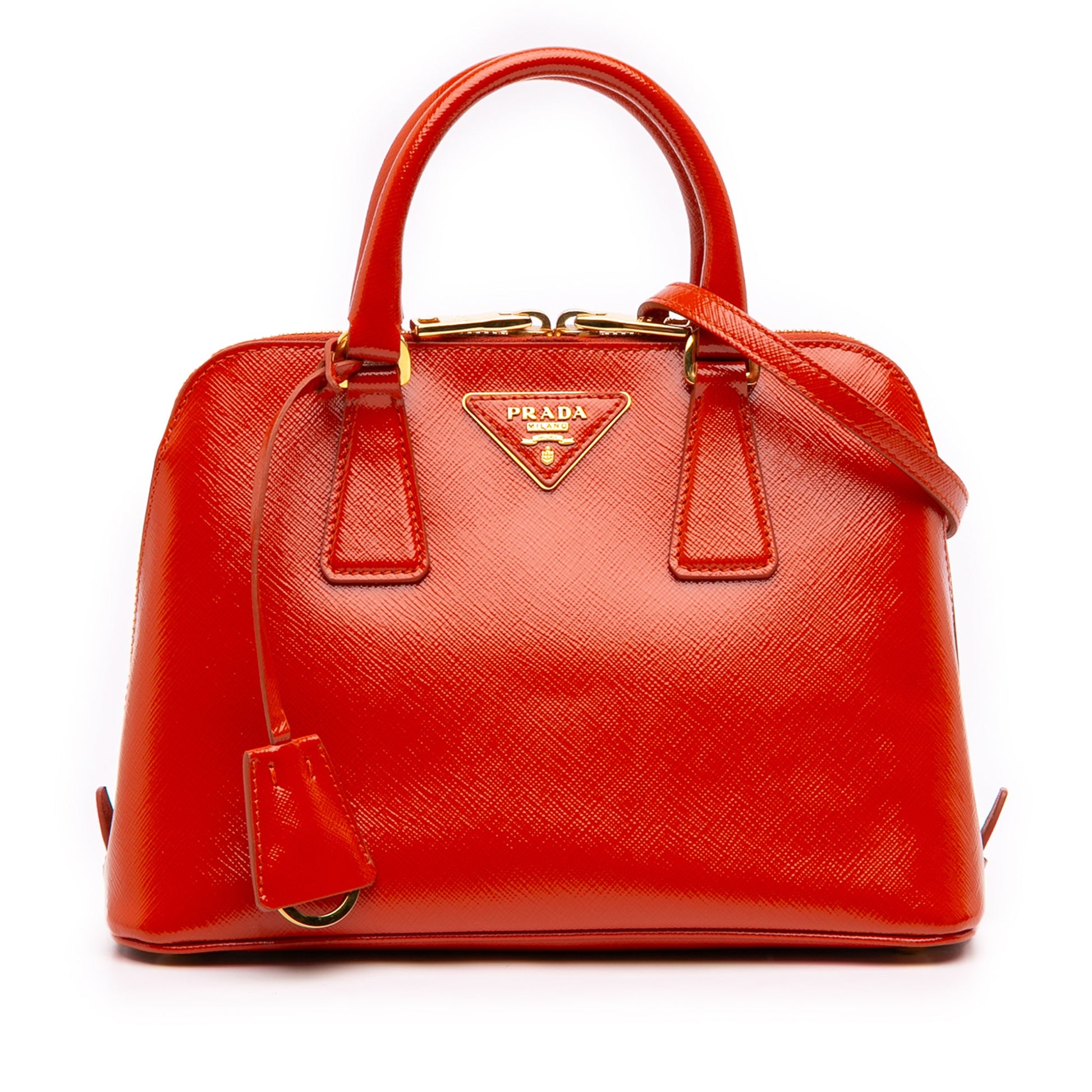 Prada Small Saffiano Vernice Promenade Satchel