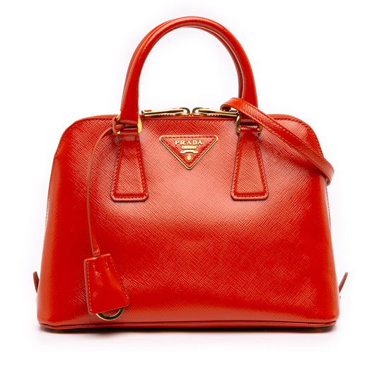 Prada Small Saffiano Vernice Promenade Satchel