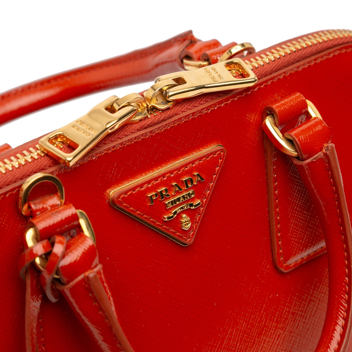 Prada Small Saffiano Vernice Promenade Satchel