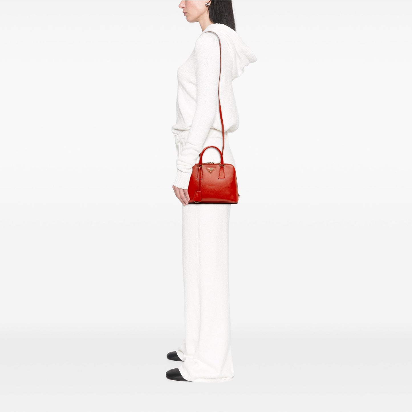 Prada Small Saffiano Vernice Promenade Satchel