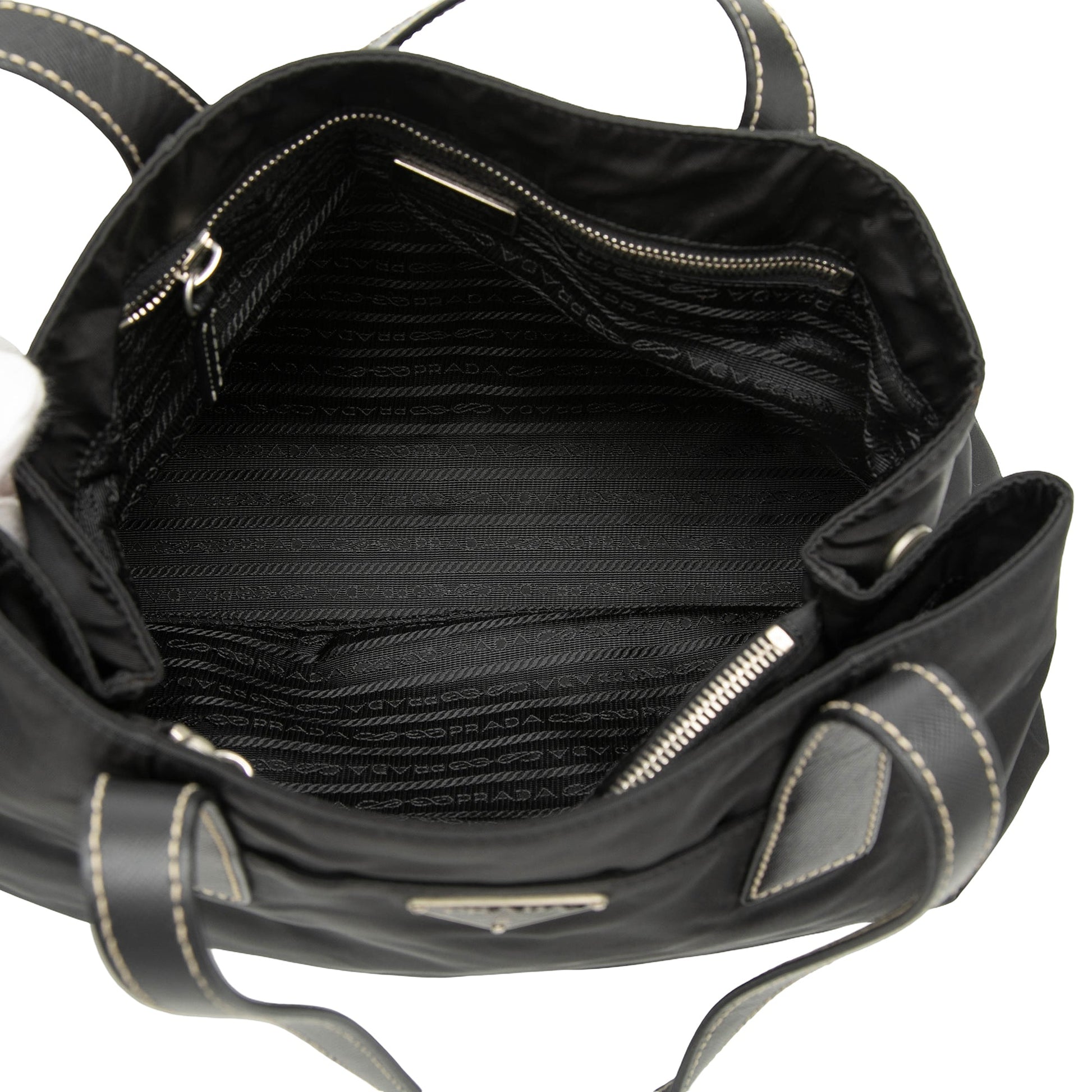 Prada Saffiano Trimmed Tessuto Shopper Tote