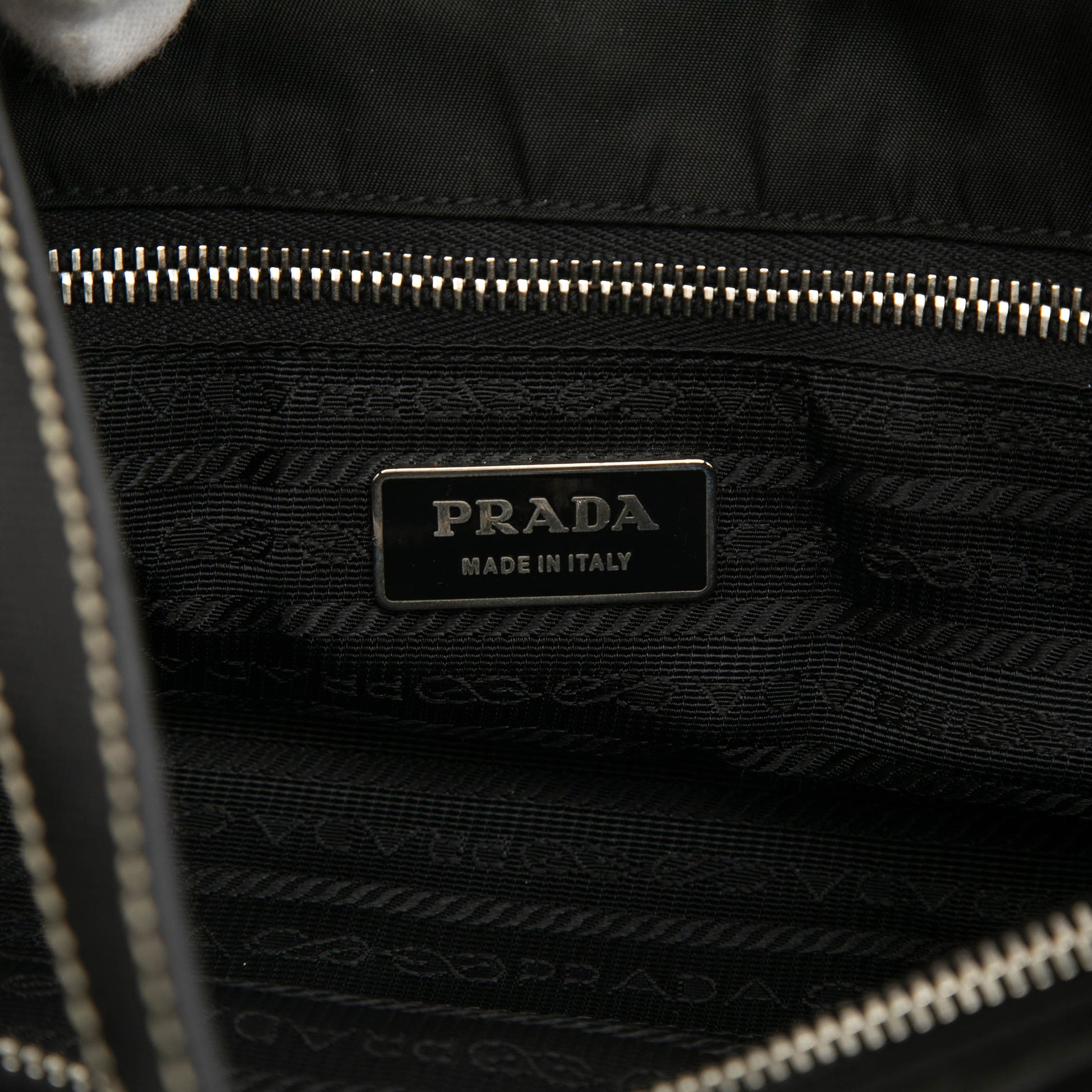 Prada Saffiano Trimmed Tessuto Shopper Tote