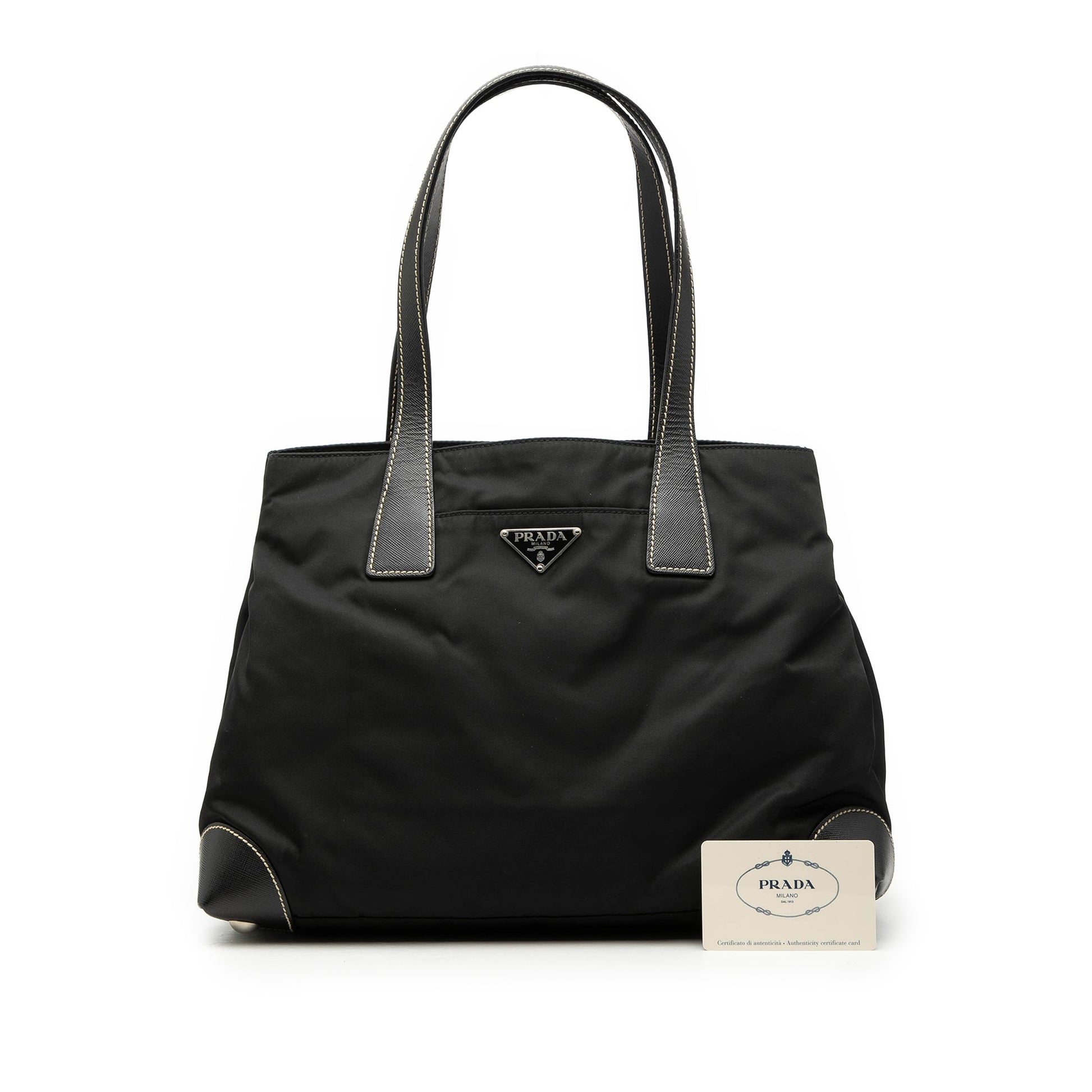 Prada Saffiano Trimmed Tessuto Shopper Tote