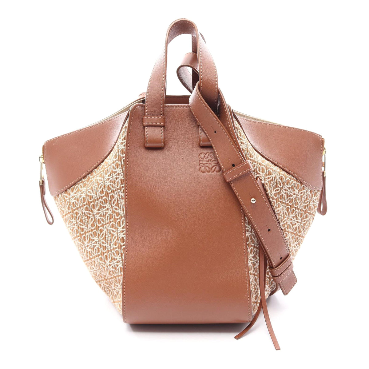 LOEWE Small Raffia and Leather Hammock Bag