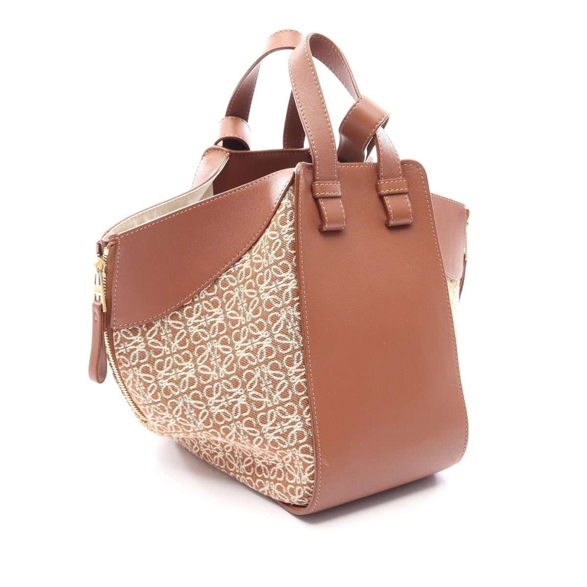 LOEWE Small Raffia and Leather Hammock Bag
