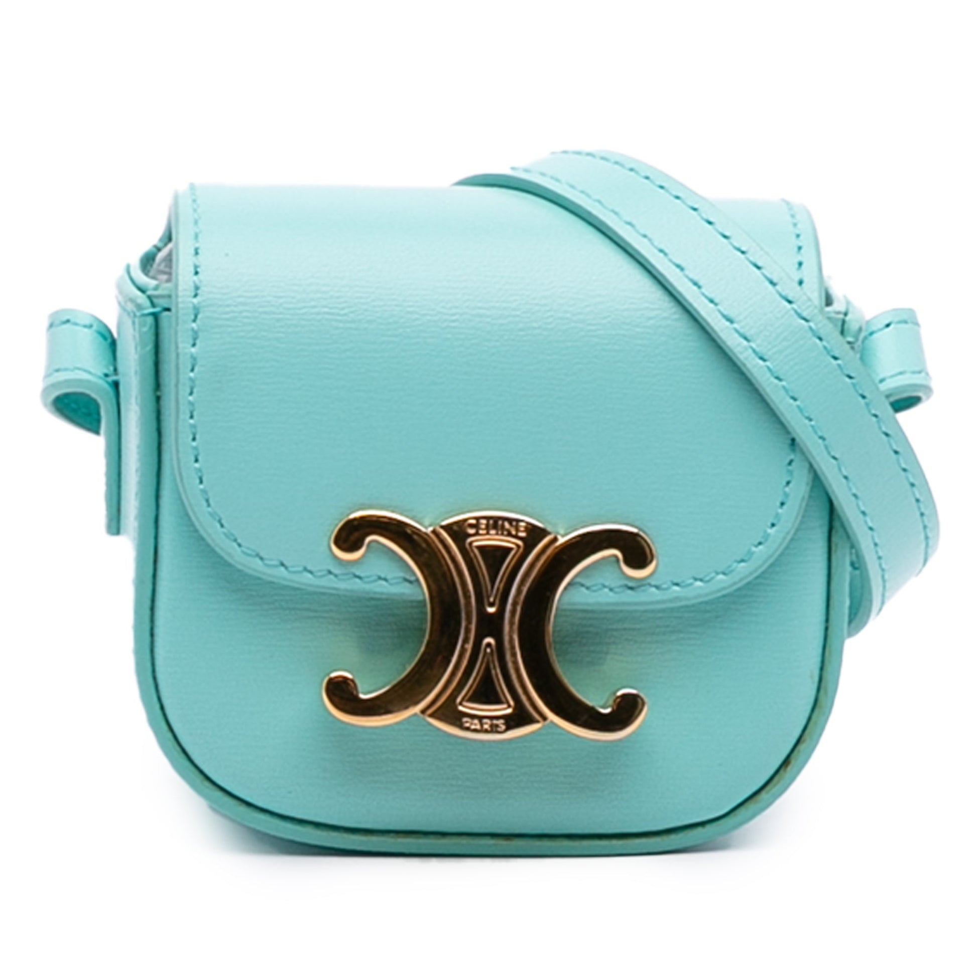 Celine Leather Triomphe AirPods Case with Strap