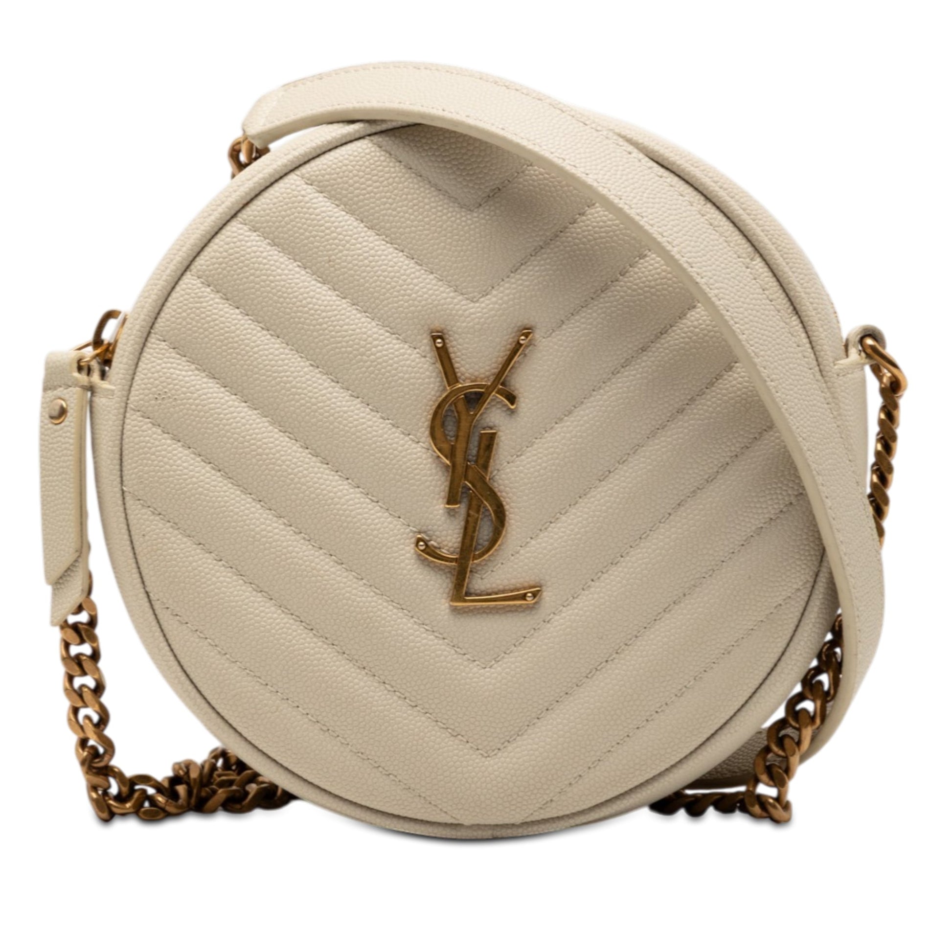 Saint Laurent Grain De Poudre Chevron Round Vinyle Camera Bag