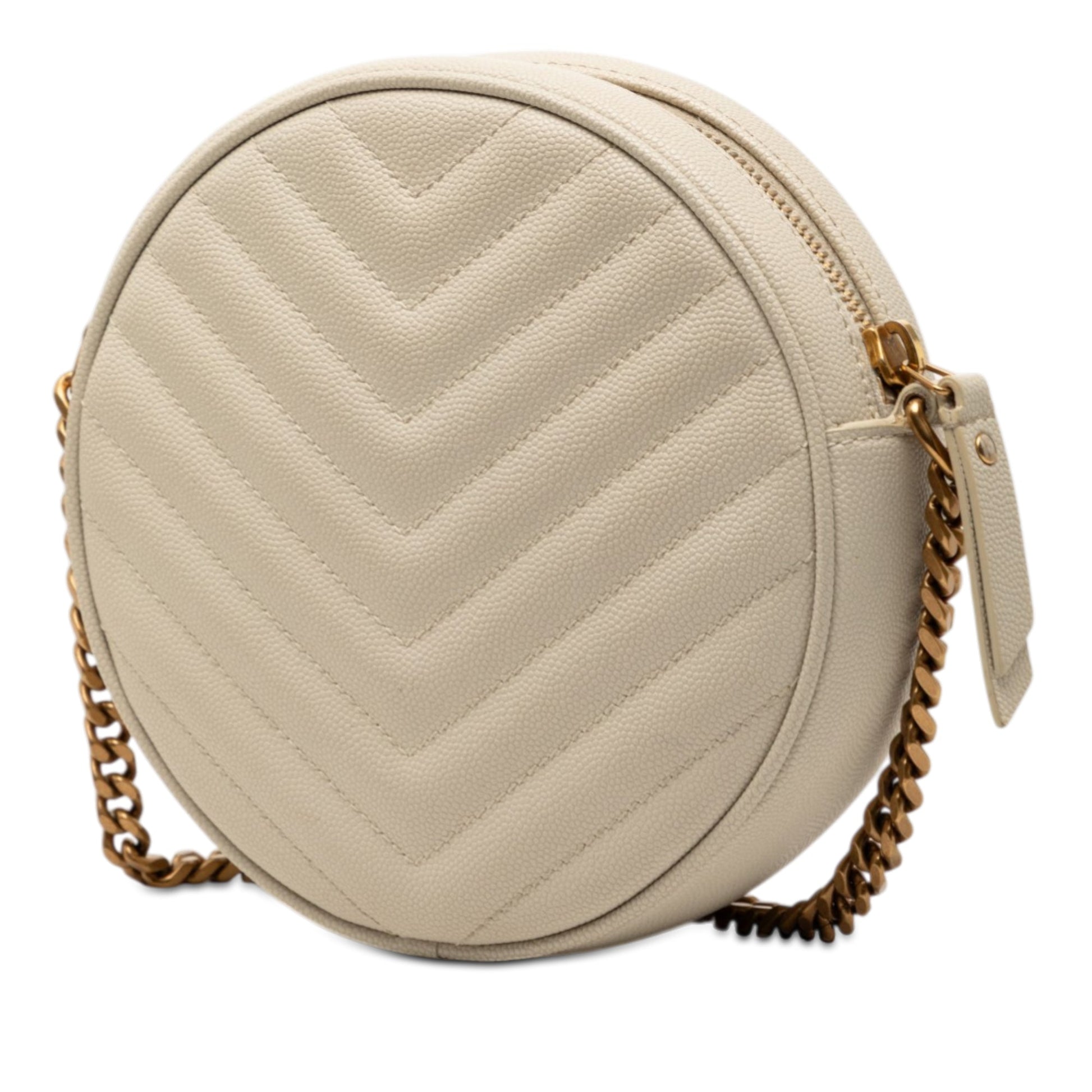 Saint Laurent Grain De Poudre Chevron Round Vinyle Camera Bag