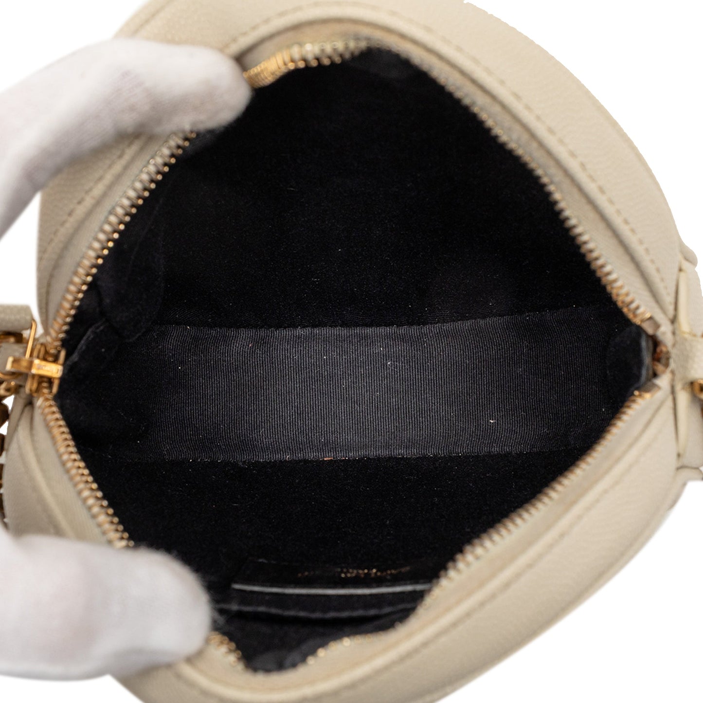 Saint Laurent Grain De Poudre Chevron Round Vinyle Camera Bag