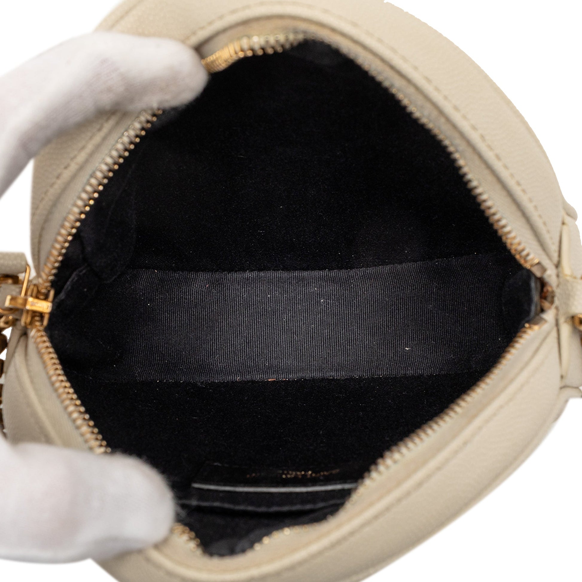 Saint Laurent Grain De Poudre Chevron Round Vinyle Camera Bag