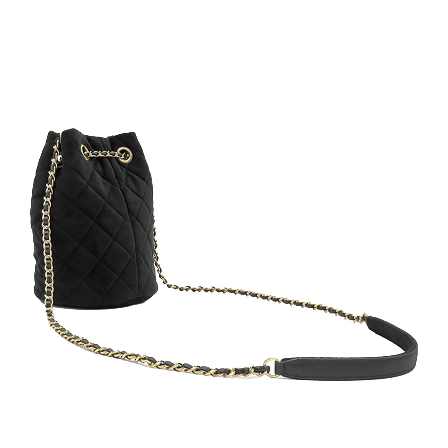 Chanel Quilted Velvet Crystal Pearl Crush Bucket Bag