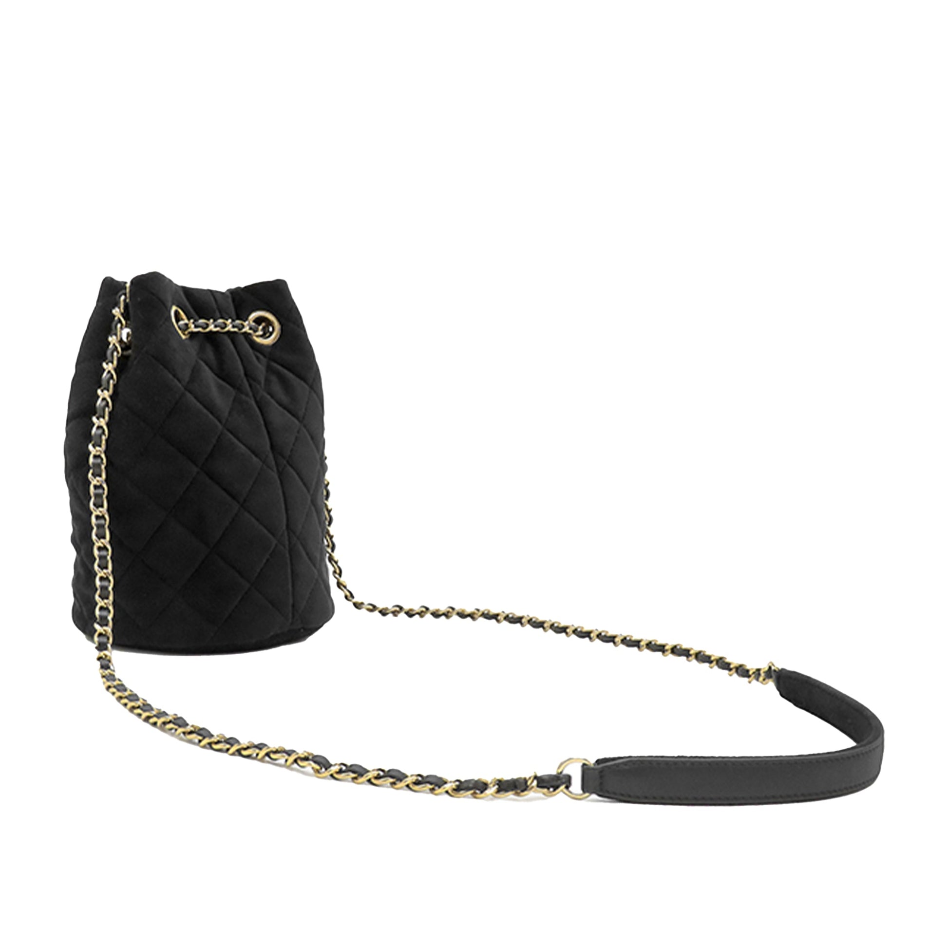 Chanel Quilted Velvet Crystal Pearl Crush Bucket Bag