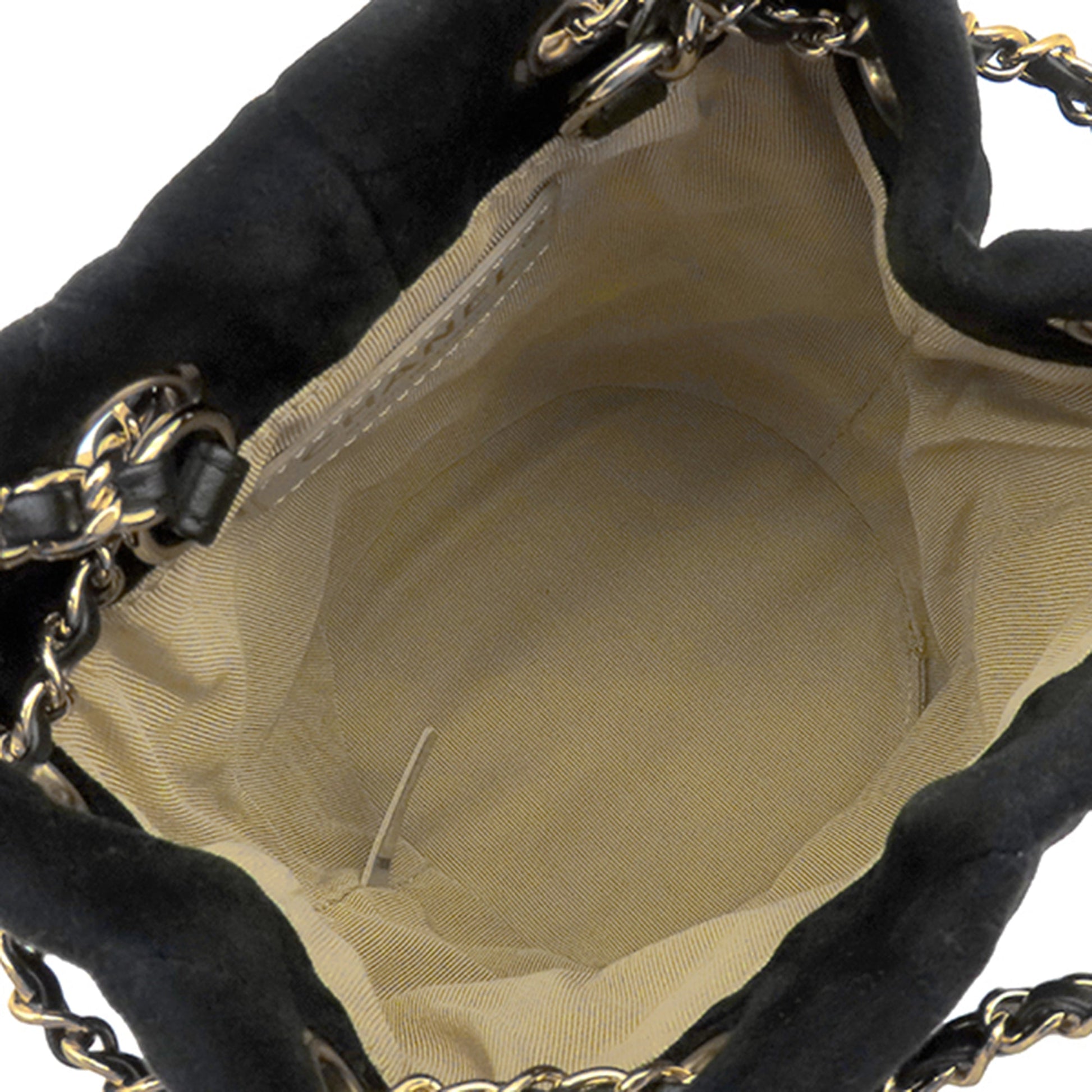 Chanel Quilted Velvet Crystal Pearl Crush Bucket Bag