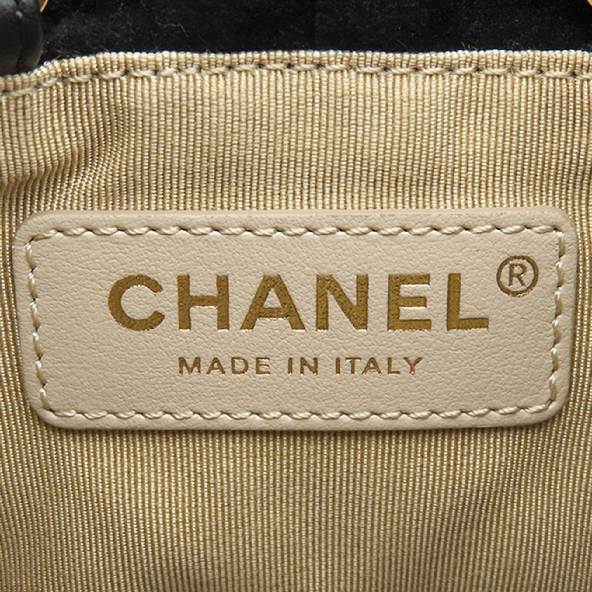 Chanel Quilted Velvet Crystal Pearl Crush Bucket Bag