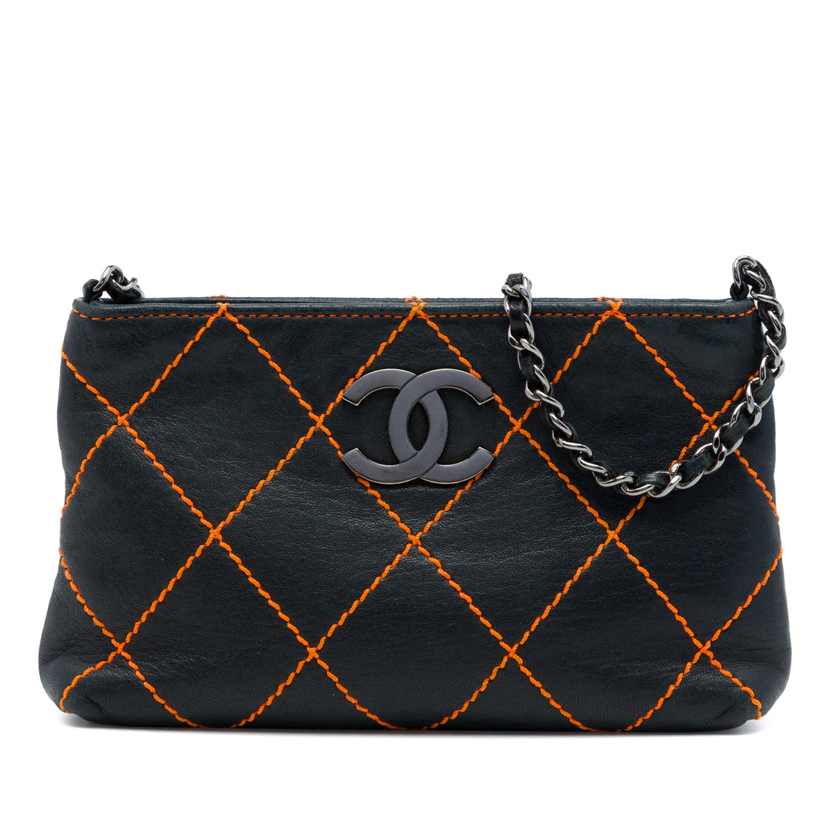 Chanel CC Lambskin Wild Stitch Chain Pochette