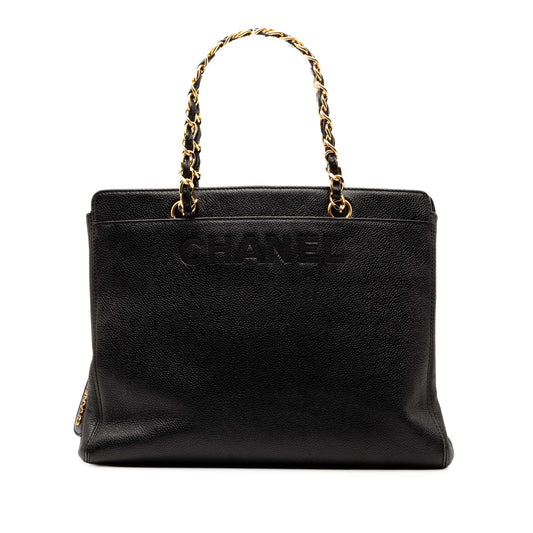 Chanel Caviar Logo Chain Tote