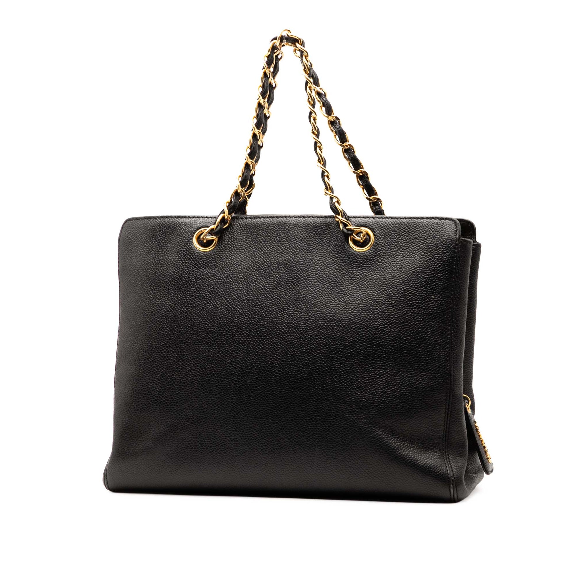 Chanel Caviar Logo Chain Tote