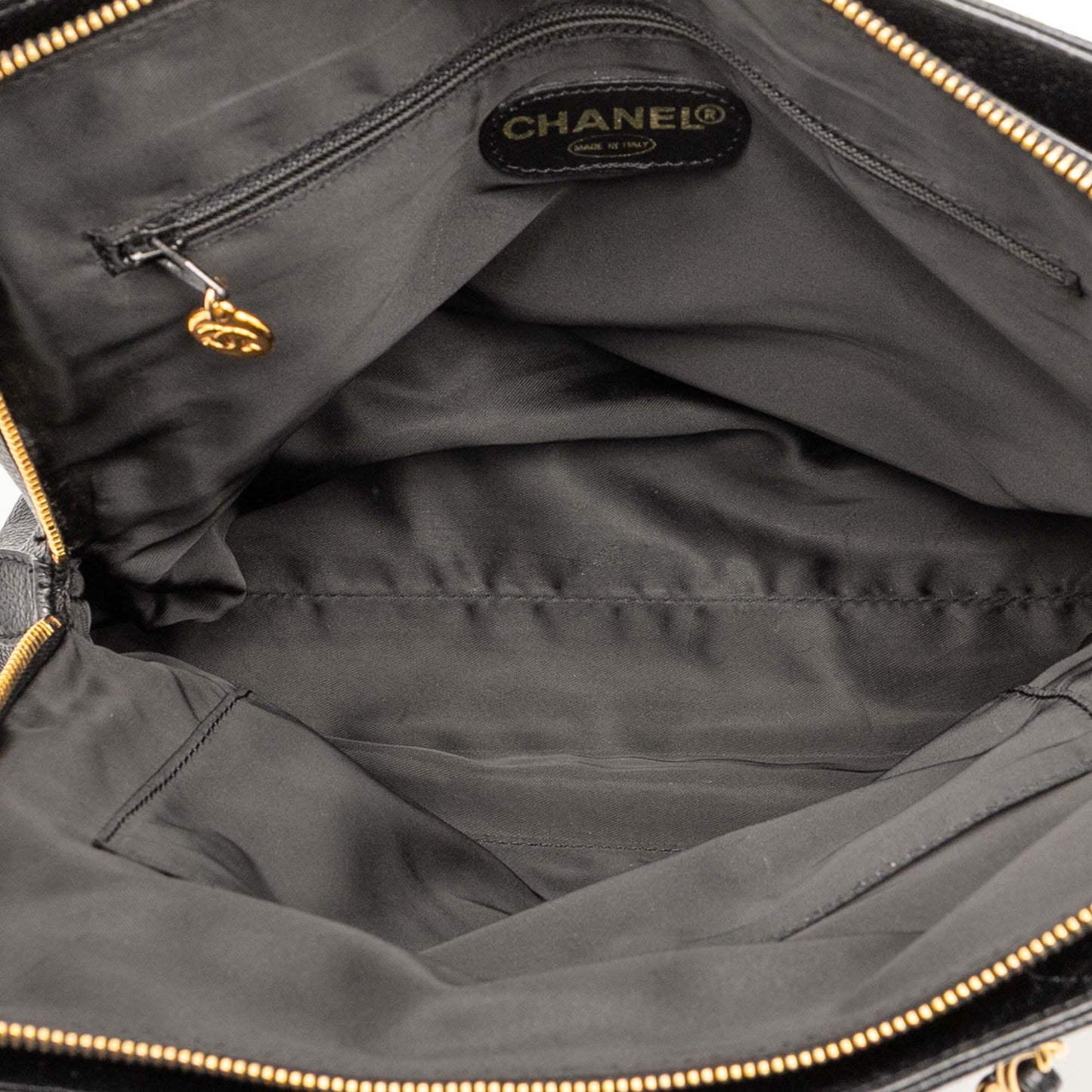 Chanel Caviar Logo Chain Tote
