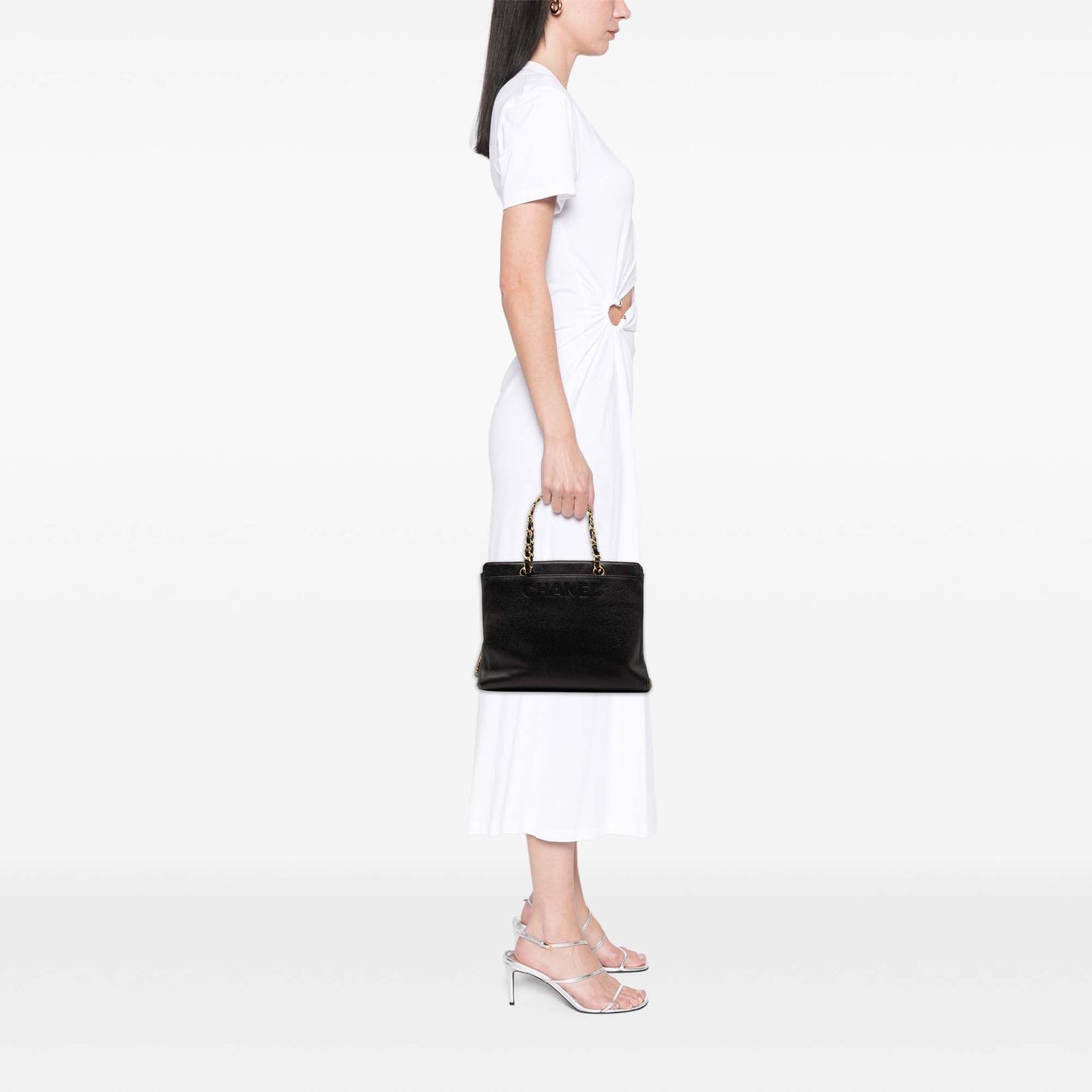Chanel Caviar Logo Chain Tote