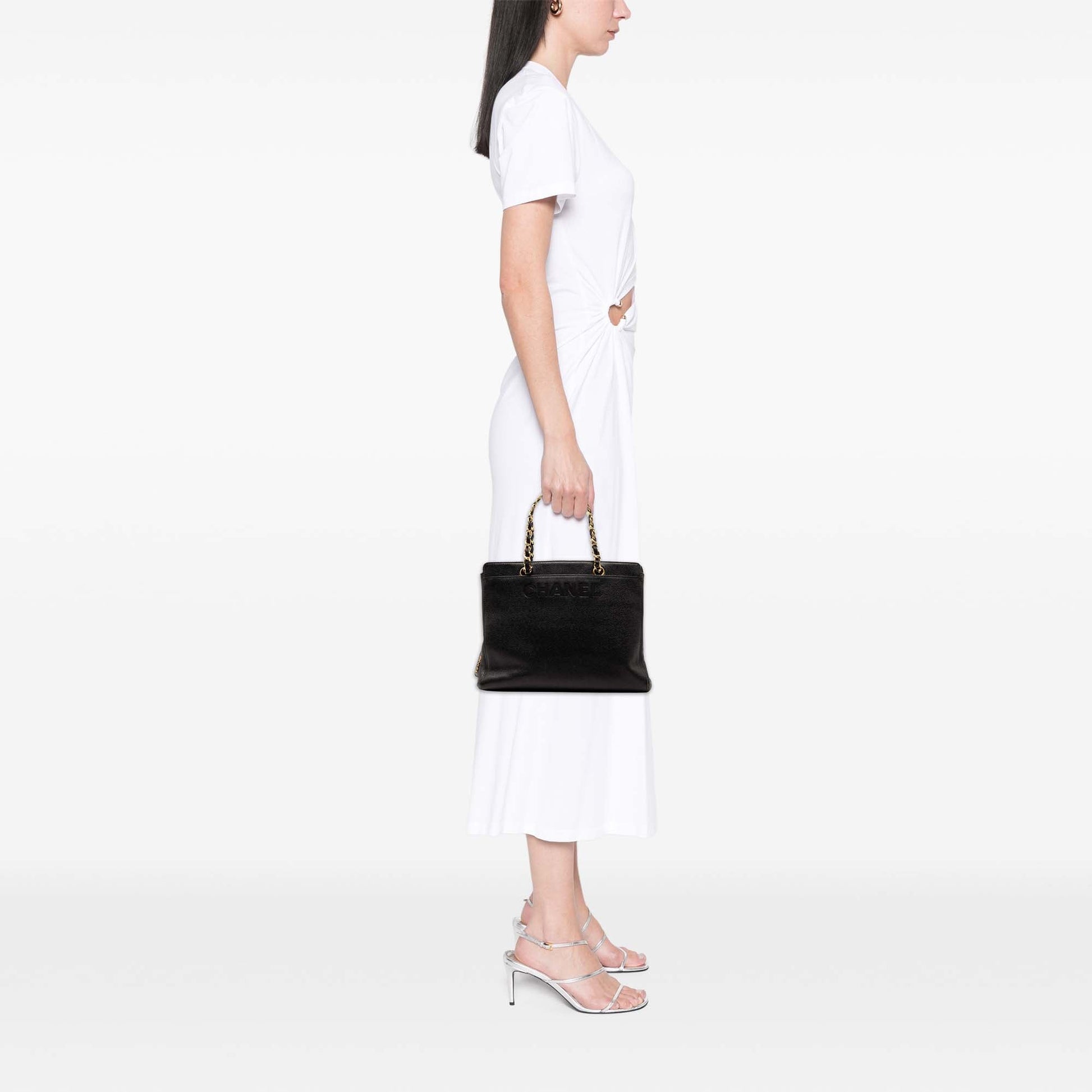 Chanel Caviar Logo Chain Tote