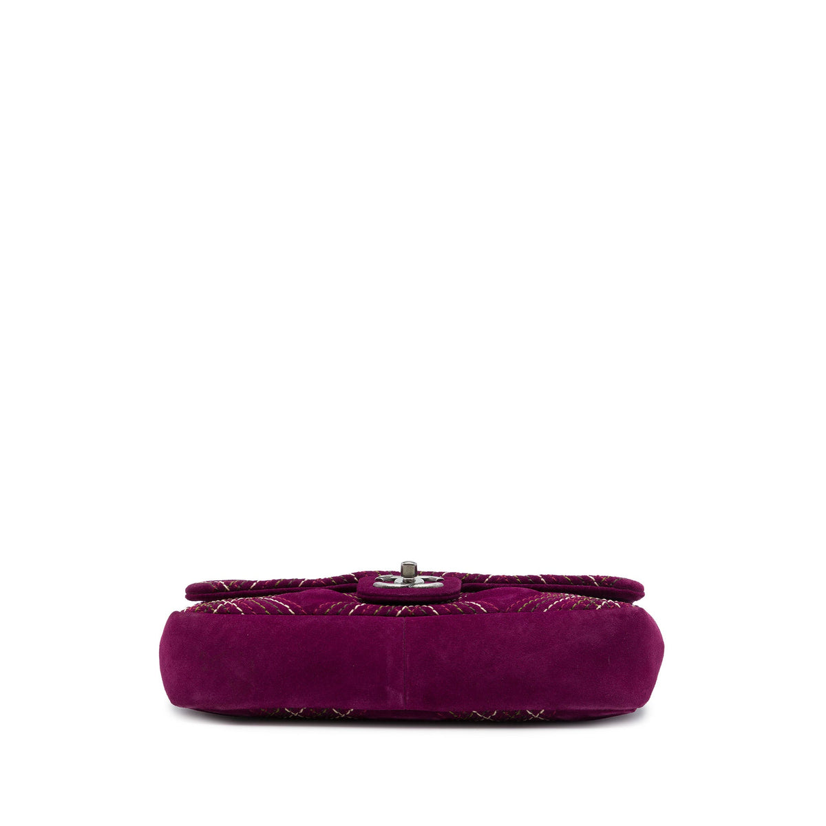 Chanel Paris Edinburgh Medium Stitched Suede Saltire Single Flap — Purple