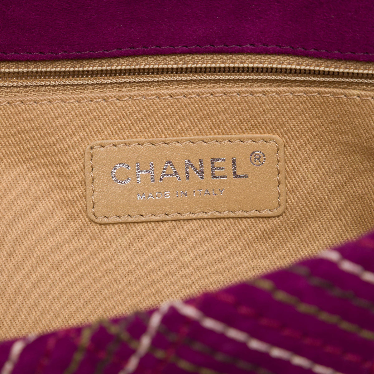 Chanel Paris Edinburgh Medium Stitched Suede Saltire Single Flap — Purple