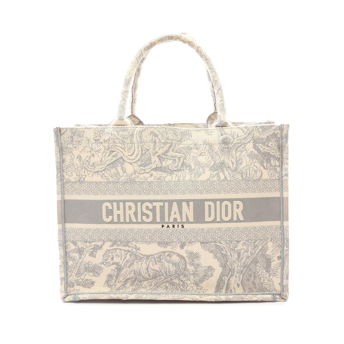 Dior Medium Toile de Jouy Reverse Embroidered Canvas Book Tote — Gray