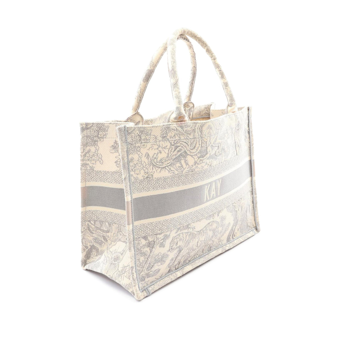 Dior Medium Toile de Jouy Reverse Embroidered Canvas Book Tote — Gray