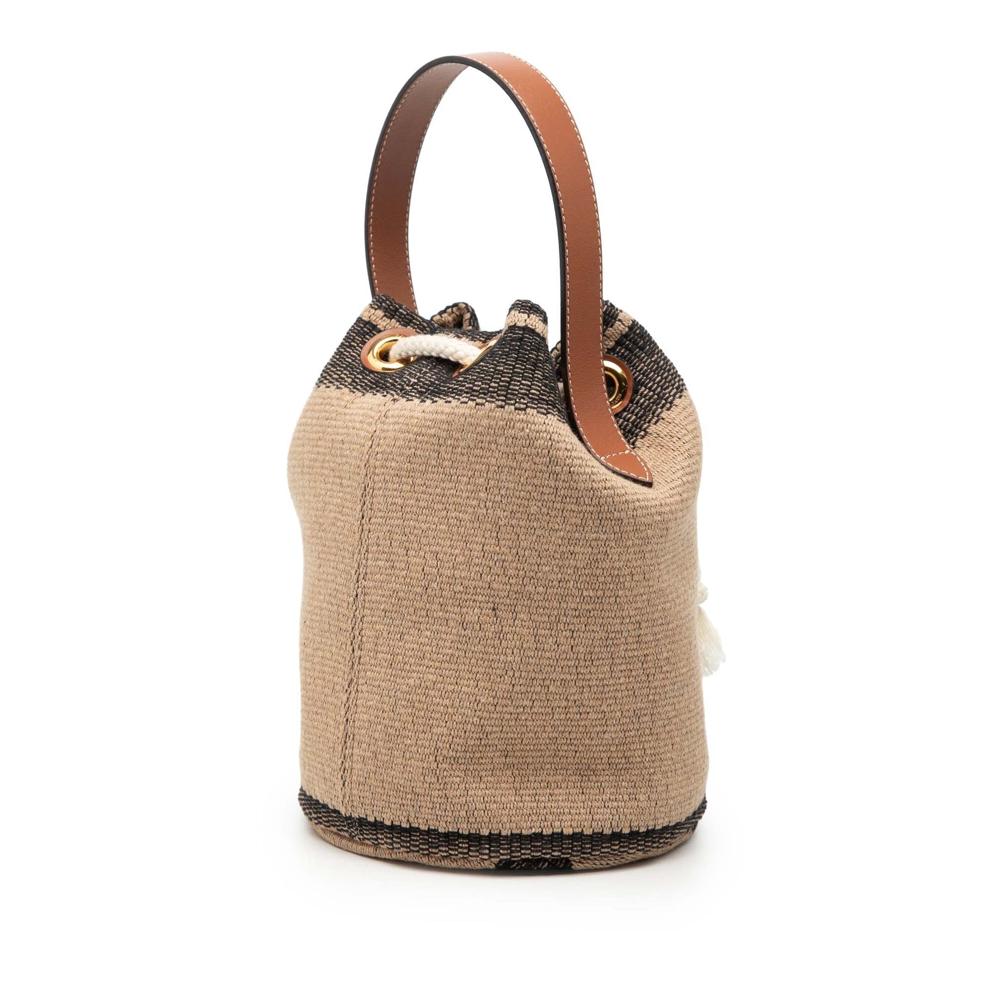 Celine Small Triomphe Raffia Drawstring Bucket Bag