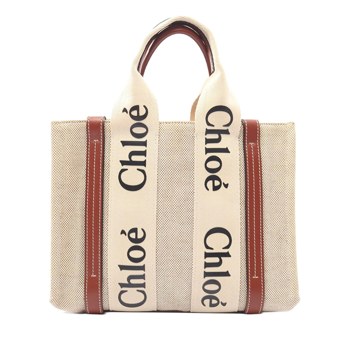 Chloé Small Canvas Woody Tote — Beige